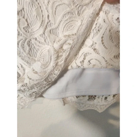 Adrianna Papell Women's Sm White Lace Overlay‎ Sleeveless Blouse Office Shell - Picture 7 of 7